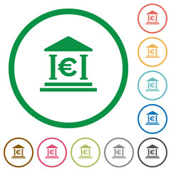 Euro bank outlined flat icons