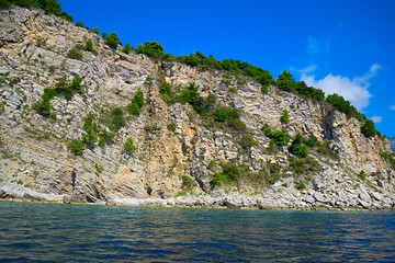 Fototapeta na wymiar The sea and the coastline, Budva, Montenegro, Adriatic Sea, Medi