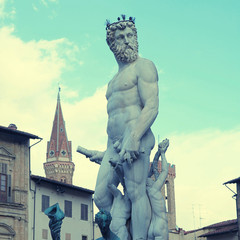 Fototapeta premium Neptun fontain near Palazzo Vecchio, Florence, Italy