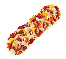 Baguette overloaded with cheese and pepperoni