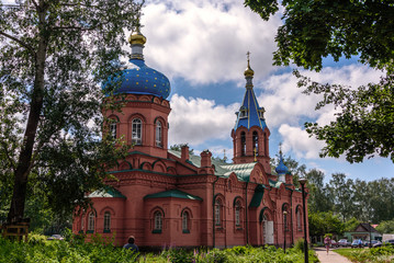 Obraz premium Alexander Nevsky Church in Pskov in the summer in a sunny weather