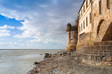 Fototapeta premium Detail of famous historic Le Mont Saint-Michel Normandy,France
