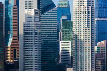 Fotobehang Modern skyscrapers at Singapore © Nikolai Sorokin
