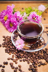 hot coffee with flower