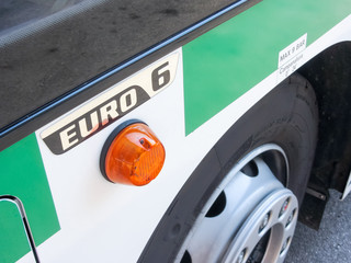 Euro 6 label on bus for urban transport