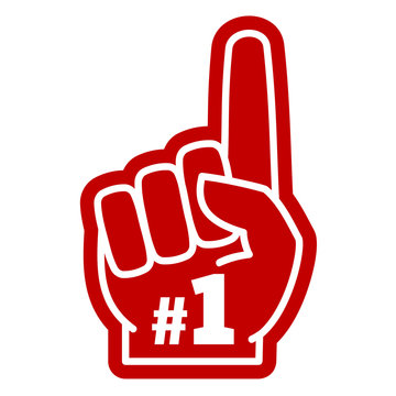 Number 1 one sports fan foam hand with raising forefinger vector icon