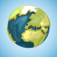 Cartoon earth planet globe vector illustration in style