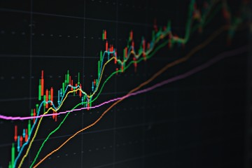 Business or finance background : Display of stock market, stock exchange data or graph on monitor, stock market, stock exchange chart or graph
