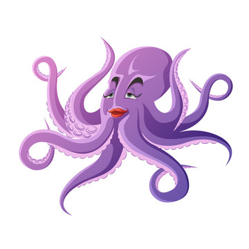 Woman cartoon octopus