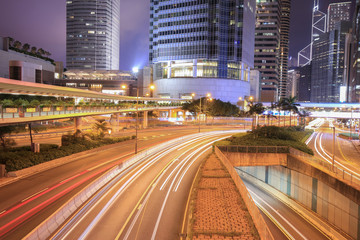 Fototapeta na wymiar Hong Kong city and traffic of street at night