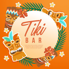 Tiki Tribal Mask : Hawaiian Elements : Vector Illustration 