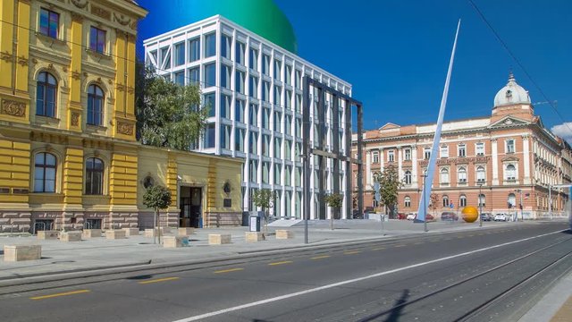 New building of Croatian Music Academy timelapse in Zagreb, Croatia.