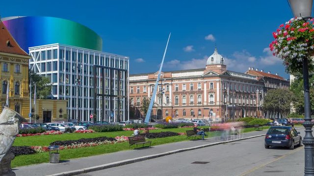 New building of Croatian Music Academy timelapse in Zagreb, Croatia.