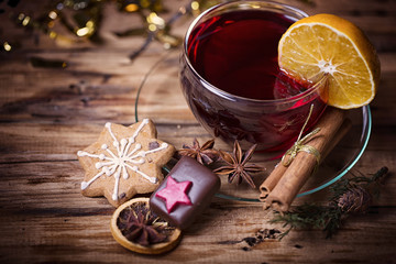 Weihnachtskarte Punsch Glühwein Holz