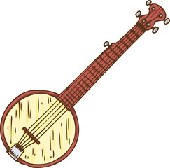 Isolated Wooden Banjo