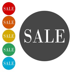 Round sale sticker on white background, Sale button