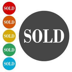 Word Sold Sign, Icon, Sold button