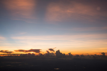 Sunset view from an airplane window
