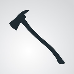 Icono plano silueta hacha bombero en fondo degradado