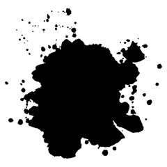 Abstract black ink spot silhouette background.
