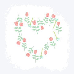 Vector Hand drawn floral background with frame for your text. Card with flowers. Doodle template universal hand drawn card