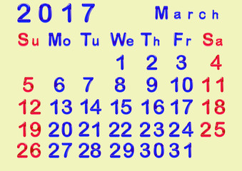 Календарь 2017 года со стеклянными числами