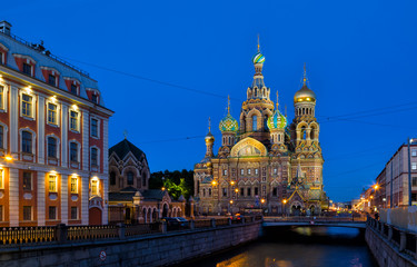 Church of the Saviour on Spilled Blood in white night, St. Petersburg, Russia