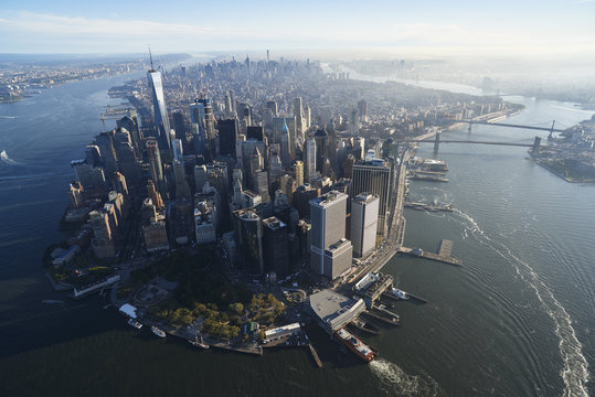 USA, New York, Aerial photograph of New York City and Manhattan Island