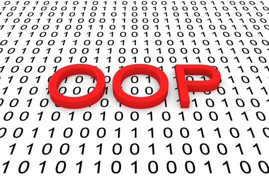 OOP in the form of binary code, 3D illustration