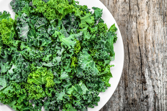 Green vegetable, leaves of kale chopped for healthy chips