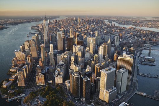 USA, New York, Aerial photograph of New York City and Manhattan Island