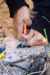 electrician at work in building site