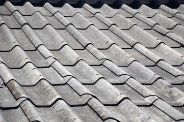 close up old tile roof
