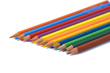 colored pencils in a row