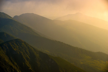 landscape sunset in the mountains of the Alps