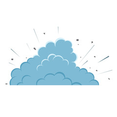 Cartoon vector bomb explosion with smoke.