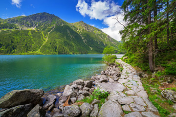 Obrazy na Szkle  Eye of the Sea lake in Tatra mountains, Poland