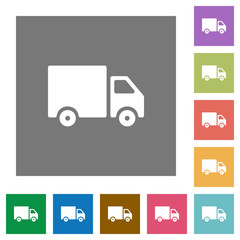 Delivery truck square flat icons