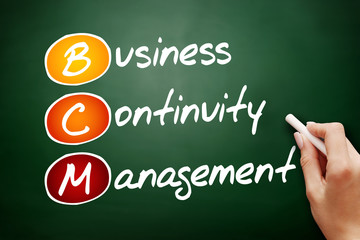 Hand drawn BCM - Business Continuity Management, acronym business concept on blackboard