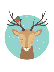 Vector deer drawing on the grey background