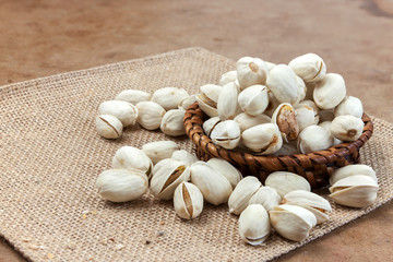 Roasted pistachio nuts with pile