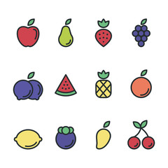 Fruit icon set flat design vector illustration