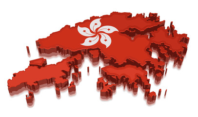 Map of Hong Kong. 3d render Image. Image with clipping path