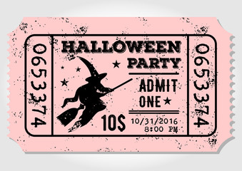 Vintage paper ticket, admit one for Halloween Party