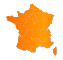 Map of France. Image with clipping path.