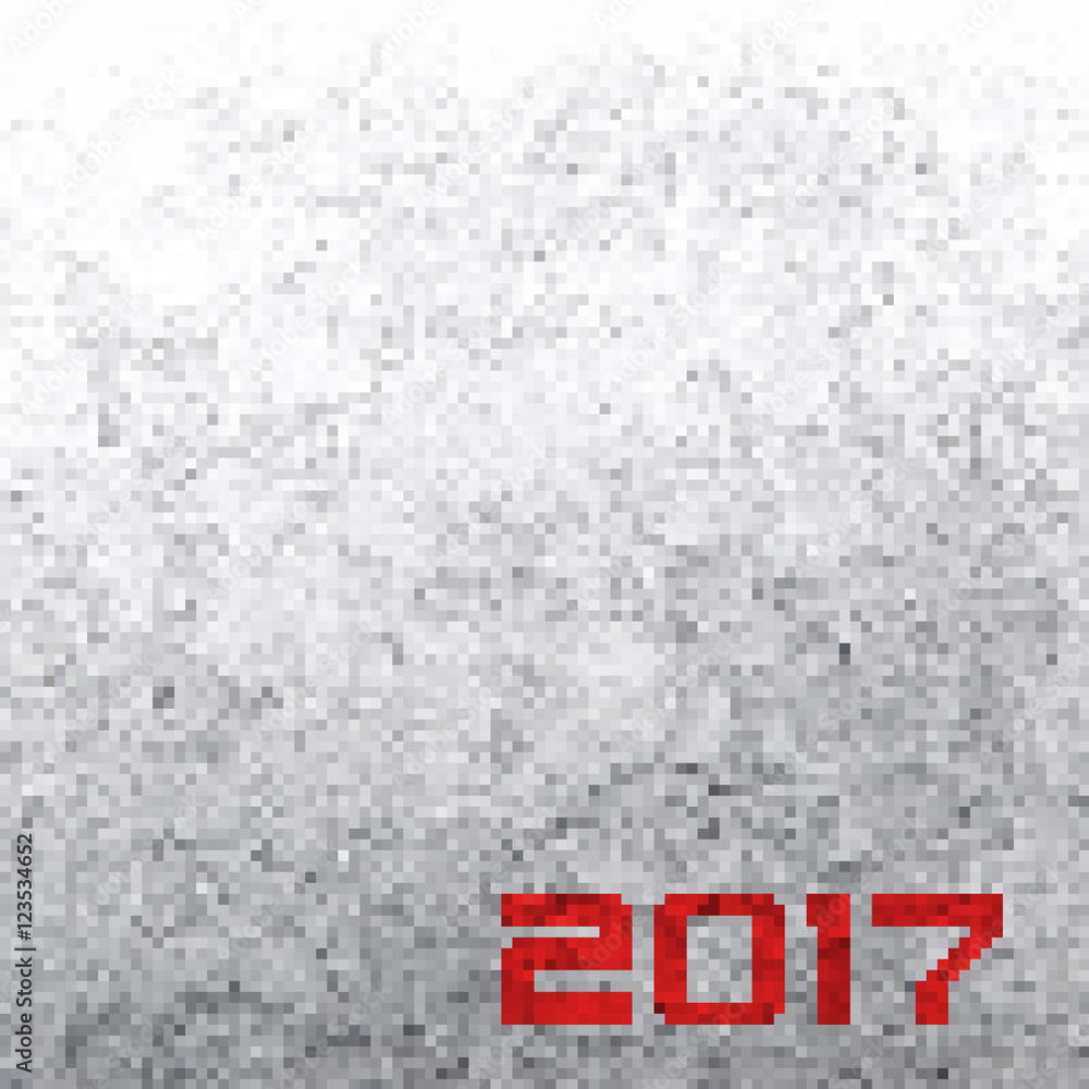 Poster background with a black-and-white pixels with dots 2017. vector pattern