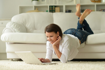 mother using laptop