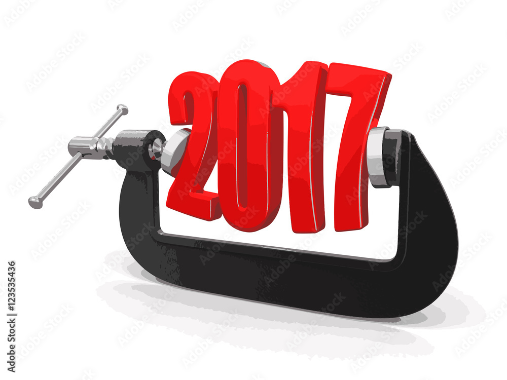 Poster 2017 in clamp. image with clipping path