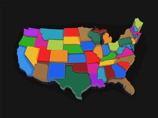 Map of USA. Image with clipping path.