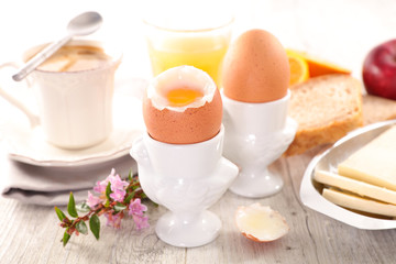 breakfast with egg and coffee
